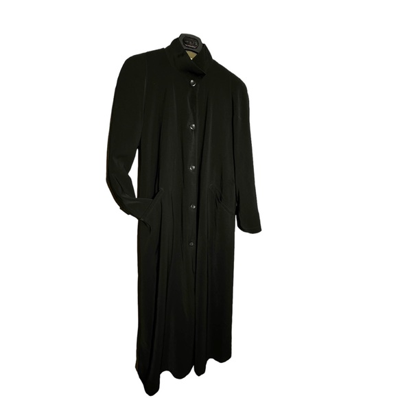 Fleet Street Trench Coat 10 Black Button Lined Removable Waterproof Back Pleat - Picture 4 of 13
